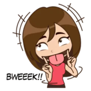 😝 BWEEEK!! cartoon, silly, tongue, face, expression, girl telegram sticker