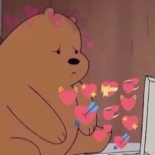 💗 Grizz We Bare Bears Bär, Liebe, Herzen, Süß, Cartoon, We Bare Bears, Grizz whatsapp sticker