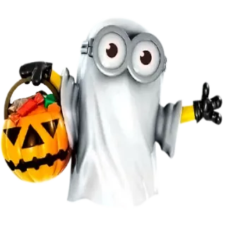 👻 Minion ghost, halloween, costume, minions, pumpkin telegram sticker