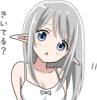 👂 き いている? Anime, Elfo, Personagem, Fofo, Kawaii whatsapp sticker