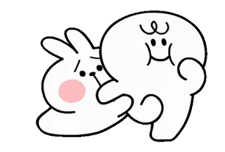 😔 кролик, облако, мультфильм, милый, персонажи, наклейка telegram sticker