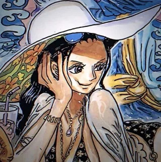 🌟 Nico Robin One Piece anime, one piece, nico robin, character, woman, summer, beach telegram sticker