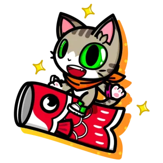 🎏 gato, animal, dibujos animados, koi, pez, ilustración, pegatina telegram sticker