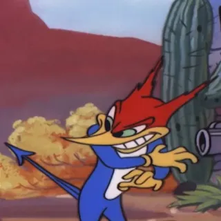 👹 Woody Woodpecker 만화, 우디 우드페커, 악마, 애니메이션, 웃긴, 캐릭터 telegram sticker