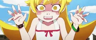 😍 Shinobu Oshino Monogatari series Anime, Vampiro, Pelo rubio, Impactado/a, Manos abiertas, Shinobu Oshino whatsapp sticker