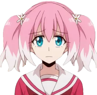 😞 anime, chica, pelo rosa, personaje, linda, retrato telegram sticker