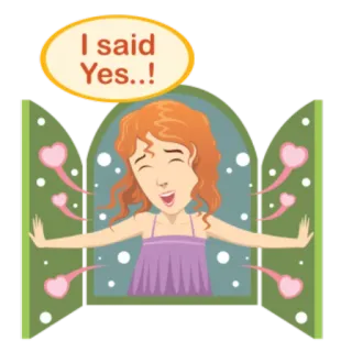 😘 I said Yes..! 結婚式, 婚約, 愛, お祝い, ハート telegram sticker