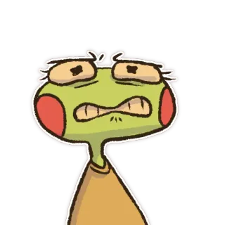 😬 cartoon, personage, sticker, groen, illustratie telegram sticker