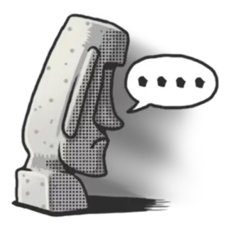 🐷 Moai, Standbeeld, Paaseiland, Gezicht, Steen, Spraakballon whatsapp sticker