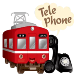 ☎ Telephone trem, telefone, comunicação, desenho animado, transporte telegram sticker