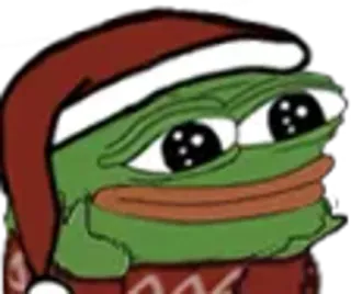 🙂 Pepe pepe, frog, christmas, santa hat, meme, cartoon whatsapp sticker
