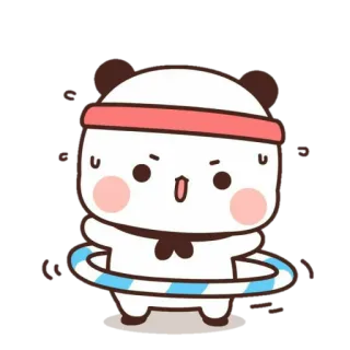 🐻 Panda, süß, Sport, Fitness, Hula Hoop, Cartoon, niedlich, Kawaii telegram sticker