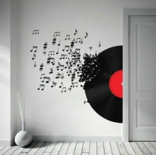 🎵 musique, vinyle, disque, notes, déco murale, art telegram sticker