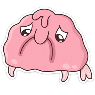 😟 sad, depressed, pink, cartoon, sticker telegram sticker