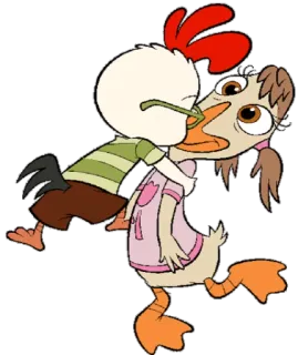💋 Chicken Little chicken little, animiert, Cartoon, Kuss, Romantik, Disney telegram sticker