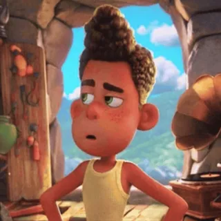 🤨 Luca Zeichentrickfigur, Luca, Disney, Pixar, Cartoon, Filmfigur telegram sticker