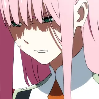 🙁 Zero Two Darling in the Franxx Anime, Zero Two, Darling in the Franxx, pinke Haare, Charakter, Anime-Mädchen telegram sticker