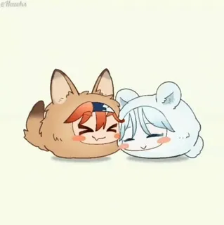 ❤️ kawaii, chibi, mignon, animé, animal, dessin animé whatsapp sticker