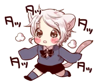 🍭 タッ anime, manga, cat, kawaii, cute, chibi whatsapp sticker