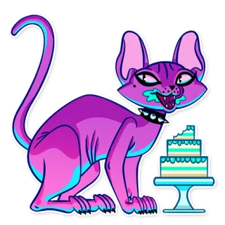 🍰 cat, cake, sticker, animal, pet, dessert, purple, cute telegram sticker