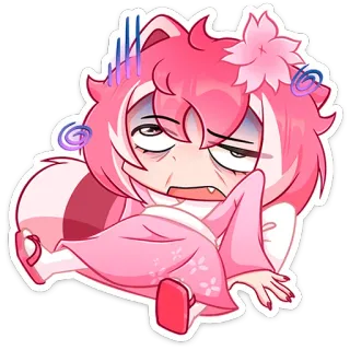 🫠 Hoạt hình, Anime, Nhân vật, Hồng, Kiệt sức, Mệt mỏi telegram sticker