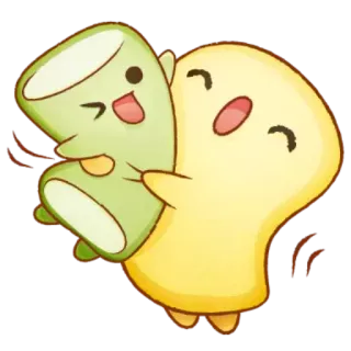 💑 carino, cartone animato, abbraccio, amicizia, felice, rassicurante, personaggio, kawaii whatsapp sticker