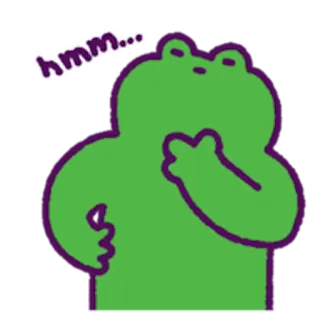 🧐 hmm... rã, pensando, ponderando, curioso, verde, hmm telegram sticker