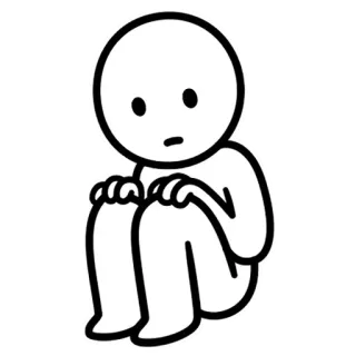 ☹️ sad, lonely, person, cartoon, drawing, depressed, isolated, outline telegram sticker