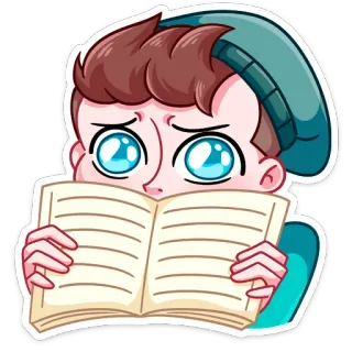 🥺 membaca, buku, kartun, anime, imut, anak laki-laki, pelajar telegram sticker