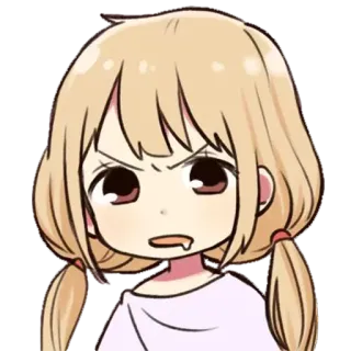 😟 Ragazza anime, Cartone animato, Arrabbiato, Capelli biondi, Carino, Illustrazione whatsapp sticker