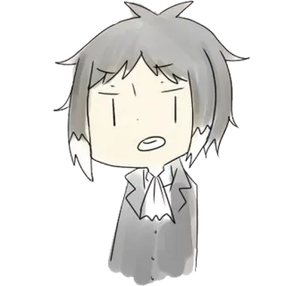 😠 Anime, Manga, Charakter, Graue Haare, Ausdruckslos, Cartoon telegram sticker