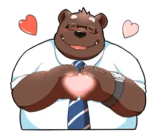 😍 หมี, มานุษยรูปนิยม, หัวใจ, ความรัก, การ์ตูน telegram sticker