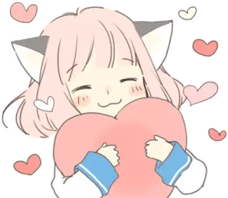 🤗 Anime, Garota gato, Fofo, Kawaii, Corações, Adesivo telegram sticker
