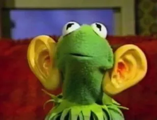 👂 Kermit rana, kermit, orecchie, marionetta, muppet telegram sticker