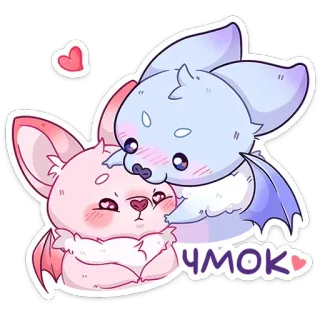 😘 чмок Fledermaus, süß, Kuss, Tier, Liebe, Cartoon, kawaii whatsapp sticker