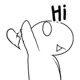 😄 Hi salutation, dessin animé, blanc, minimaliste, mignon telegram sticker