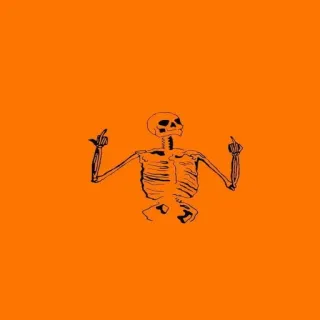 🧡 skeleton, middle finger, offensive gesture, halloween, spooky, rude, black and orange telegram sticker