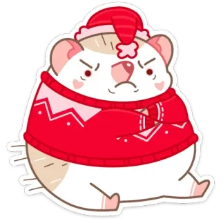 😡 Riccio, Natale, Cartone animato, Festivo, Vacanza, Maglione, Arrabbiato telegram sticker