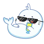😎 foka, okulary przeciwsłoneczne, picie, kreskówka, zwierzę telegram sticker