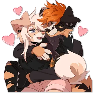🩷 furry, couple, hug, hearts, love, affection, anthro, cute whatsapp sticker