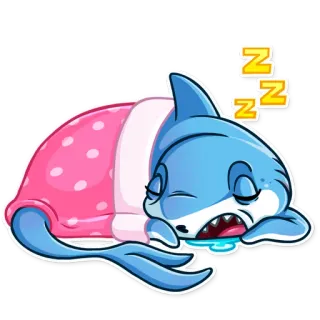 💤 акула, спящий, милый, мультик, животное, zzz telegram sticker