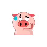 🤨 porco, desenho animado, animal, suor, fofo, emoji telegram sticker