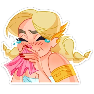🤧 crying, sad, emotional, cartoon, woman, illustration, blonde hair telegram sticker