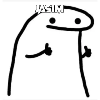 🤔 JASIM streepmannetje, duim omhoog, lijnkunst, simpel, meme telegram sticker
