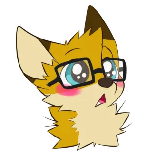 😳 fox, glasses, anime, cartoon, cute, kawaii, animal telegram sticker