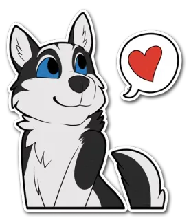 ❤ Husky, Hund, Herz, Liebe, Tier, Cartoon telegram sticker