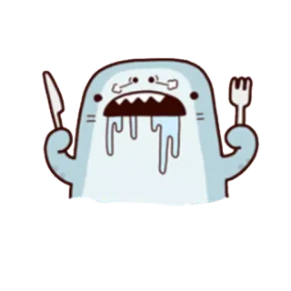 🍴 shark, hungry, food, eating, cartoon, animal telegram sticker