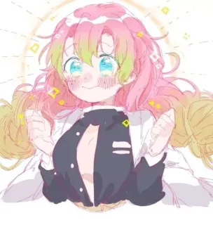 💕 Mitsuri Kanroji Demon Slayer anime, character, pink hair, cute, anime girl telegram sticker