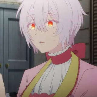 😧 anime, manga, character, pink, red eyes, white hair telegram sticker