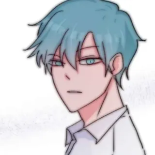 🎧 Anime, Mangá, Personagem, Garoto, cabelo azul, Ilustração whatsapp sticker